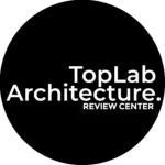 toplab architecture review center logo white circle